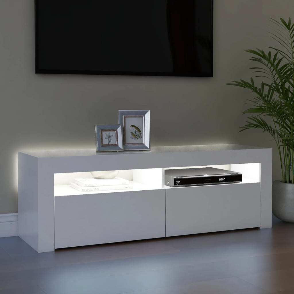 vidaXL TV Cabinet with LED Lights White 120x35x40 cm