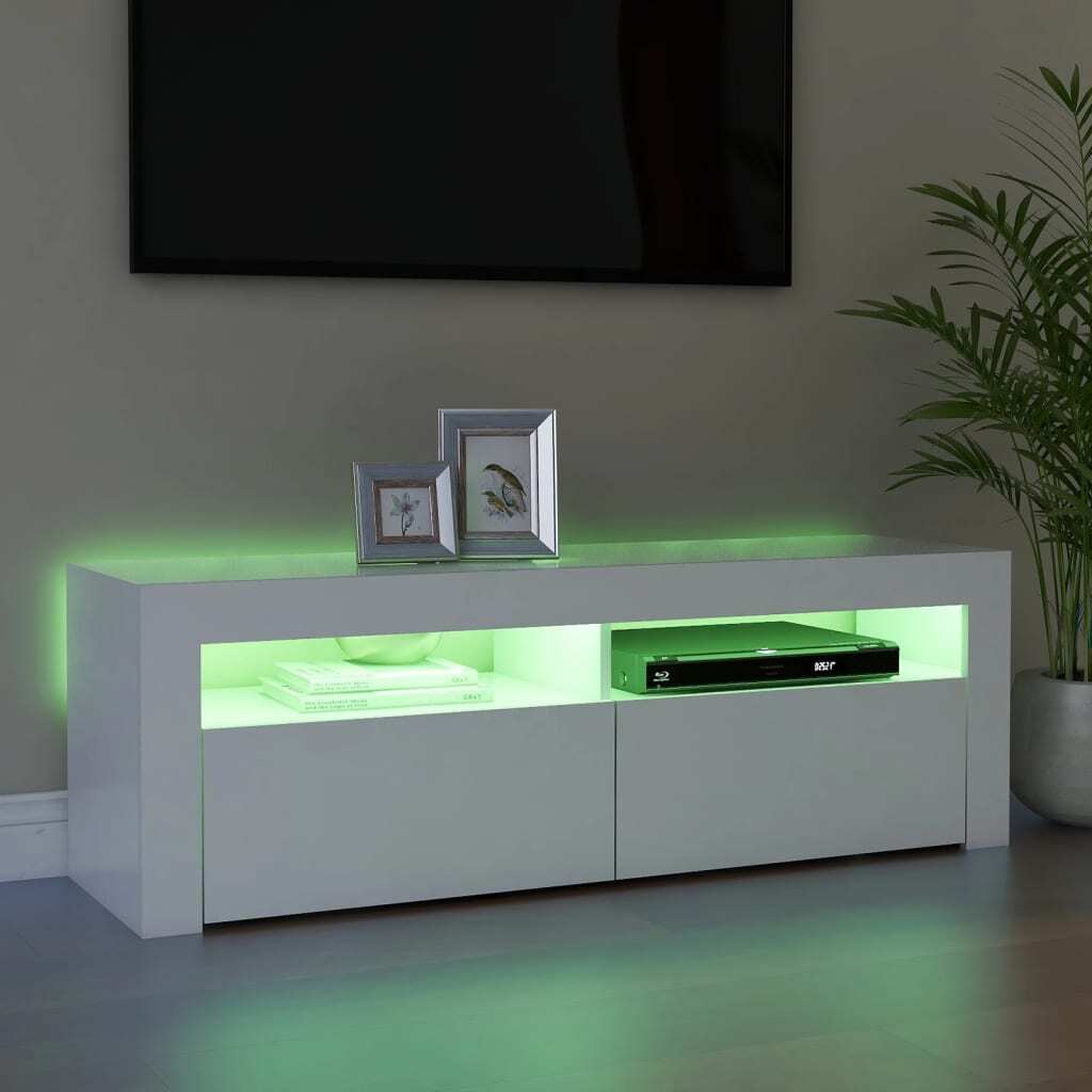 vidaXL TV Cabinet with LED Lights White 120x35x40 cm