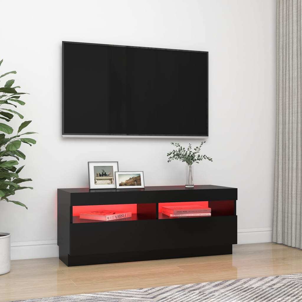 vidaXL TV Cabinet with LED Lights Black 100x35x40 cm