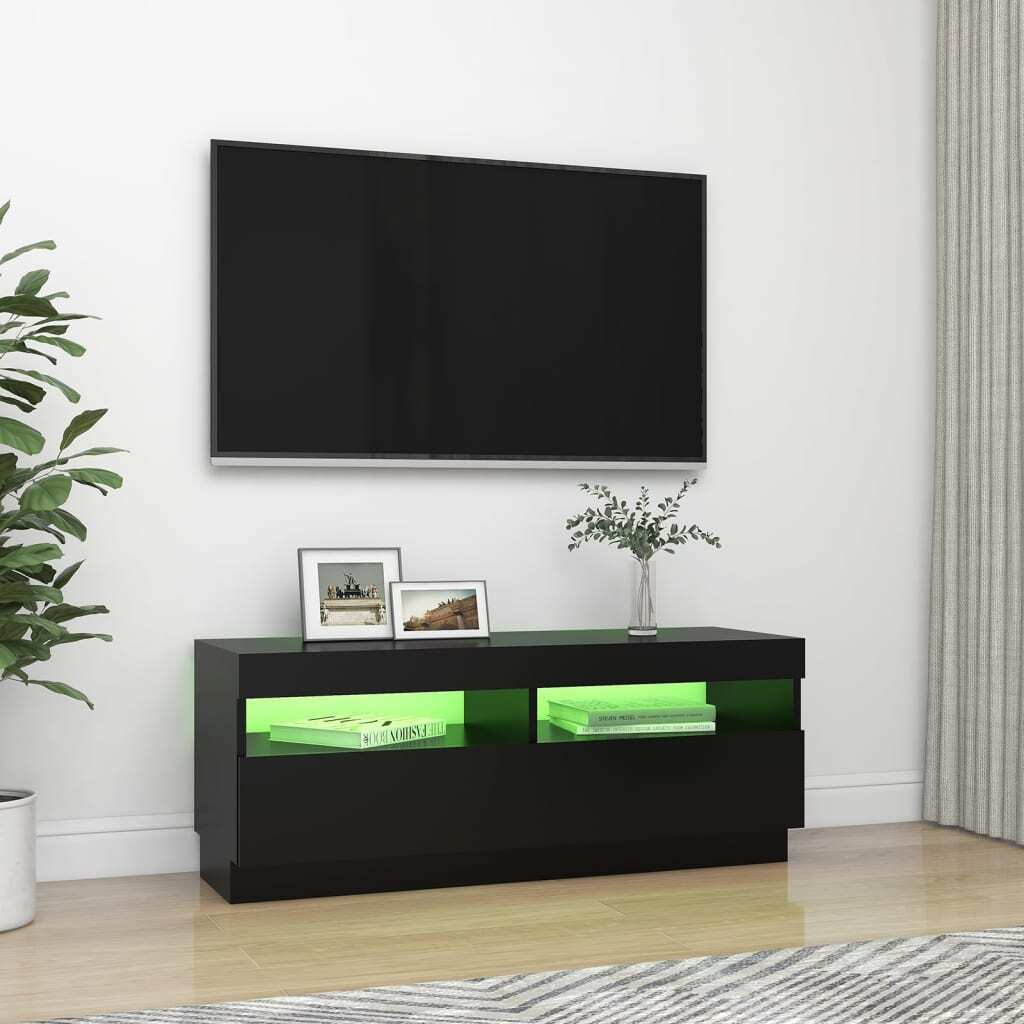 vidaXL TV Cabinet with LED Lights Black 100x35x40 cm