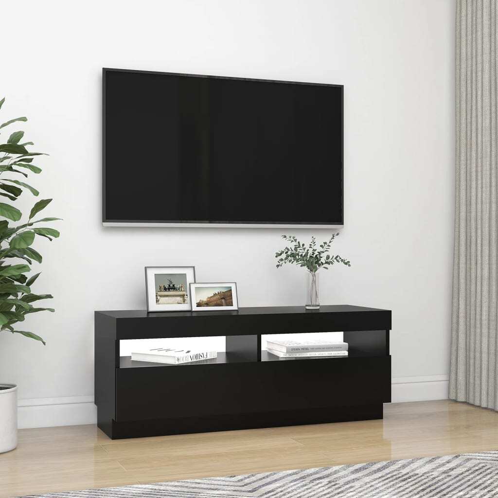 vidaXL TV Cabinet with LED Lights Black 100x35x40 cm