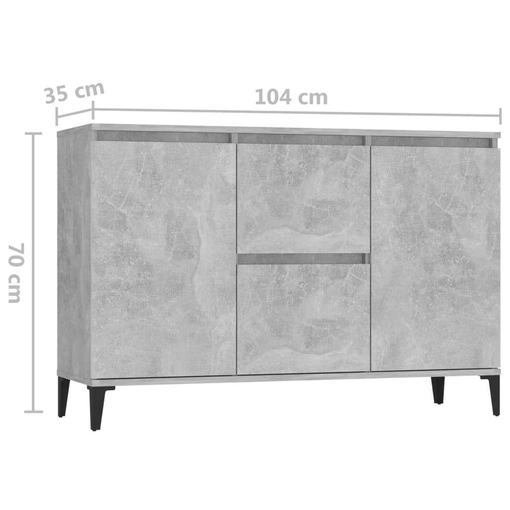 vidaXL Sideboard Concrete Grey 104x35x70 cm Engineered Wood