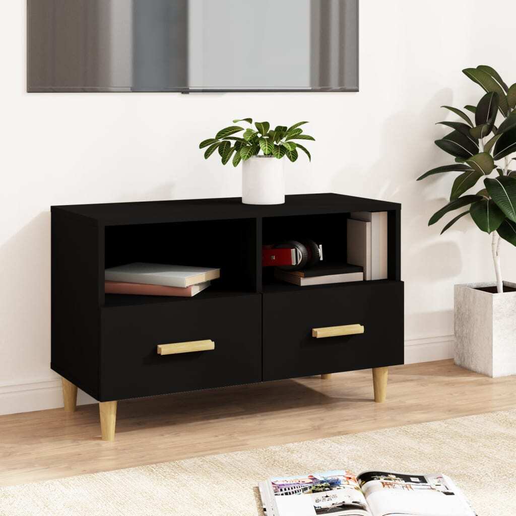 vidaXL TV Cabinet Black 80x36x50 cm Engineered Wood