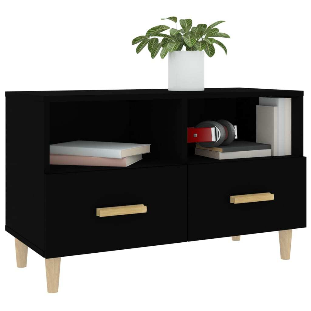 vidaXL TV Cabinet Black 80x36x50 cm Engineered Wood