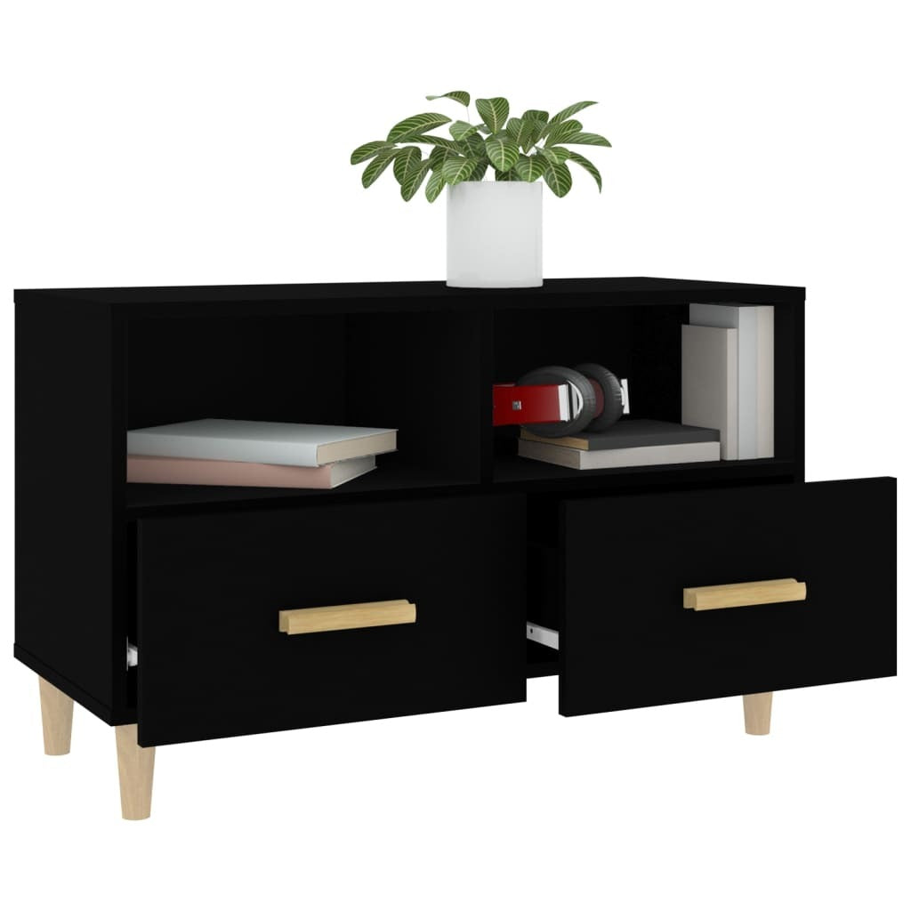 vidaXL TV Cabinet Black 80x36x50 cm Engineered Wood