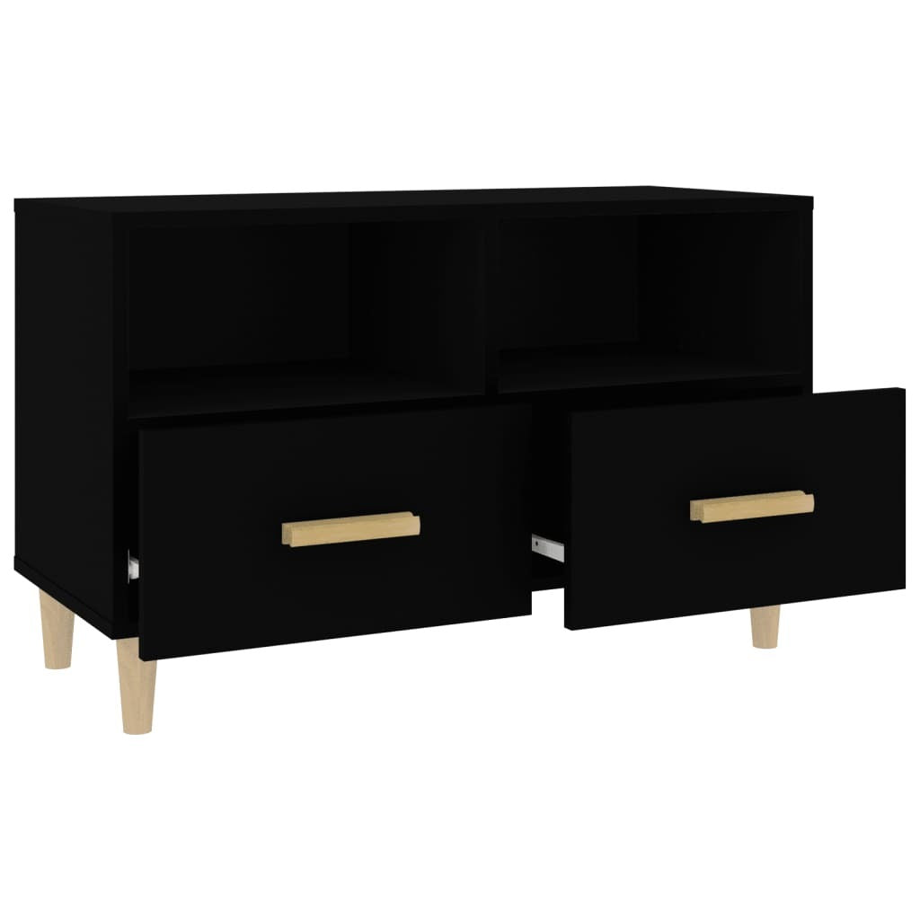 vidaXL TV Cabinet Black 80x36x50 cm Engineered Wood