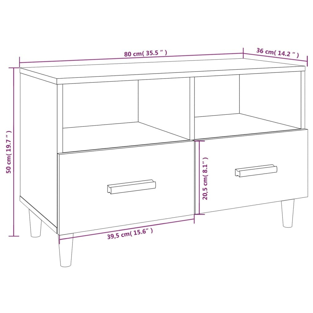 vidaXL TV Cabinet Black 80x36x50 cm Engineered Wood