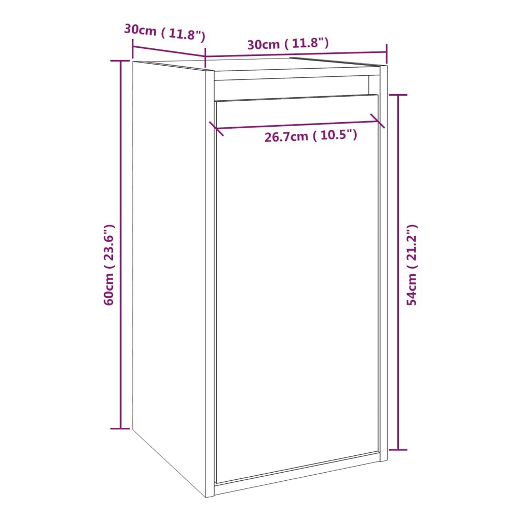 vidaXL Wall Cabinet White 30x30x60 cm Solid Wood Pine