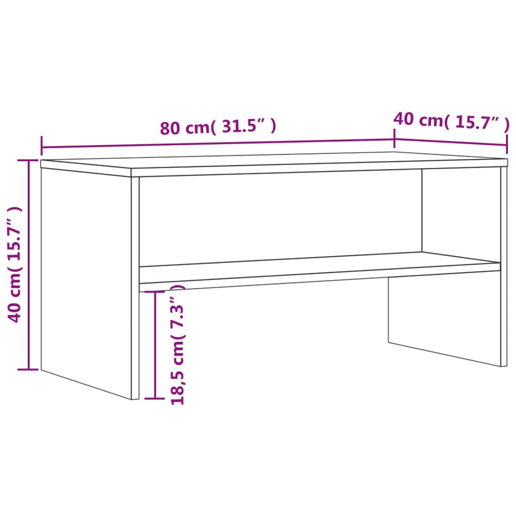 vidaXL TV Cabinet Smoked Oak 80x40x40 cm Engineered Wood