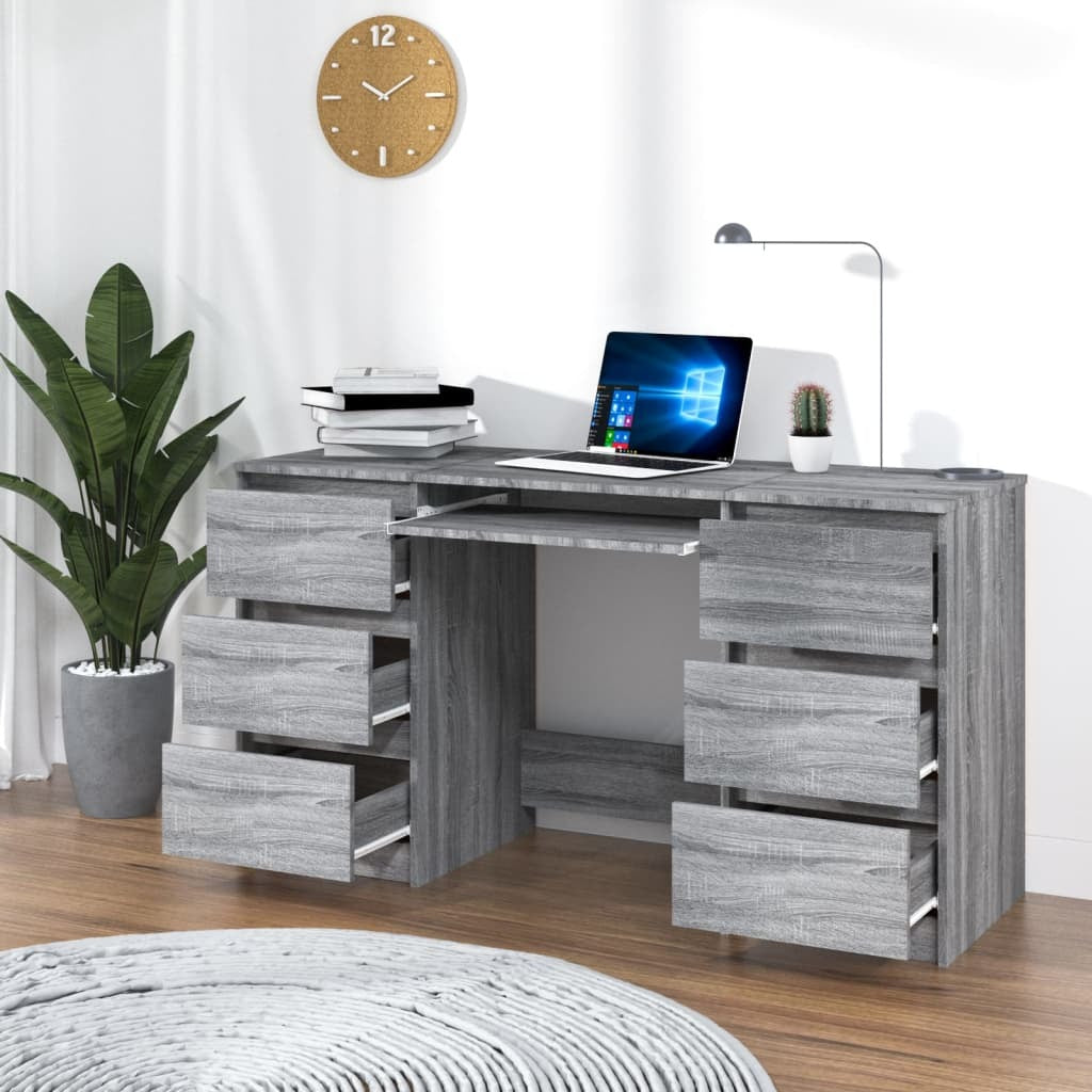 Writing Desk Grey Sonoma 140x50x77 cm Engineered Wood