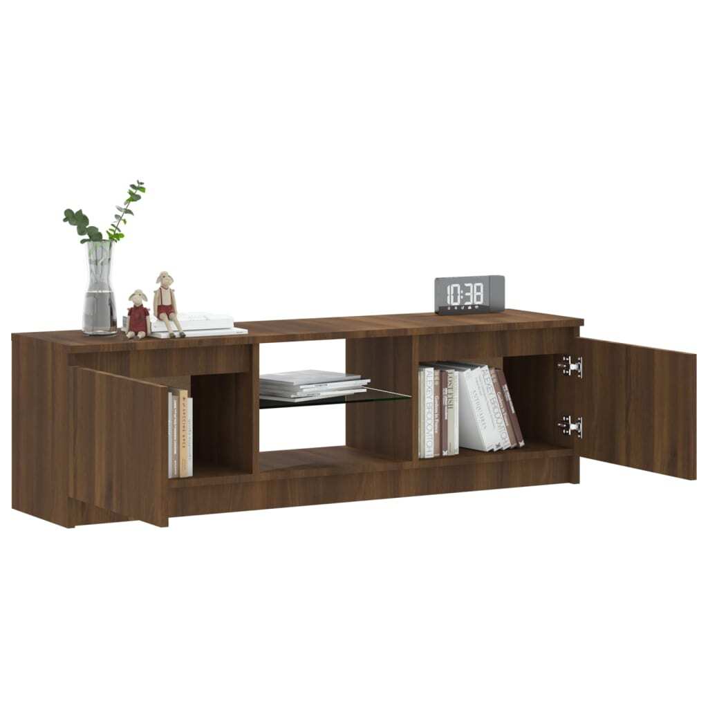 vidaXL TV Cabinet with LED Lights Brown Oak 120x30x35.5 cm