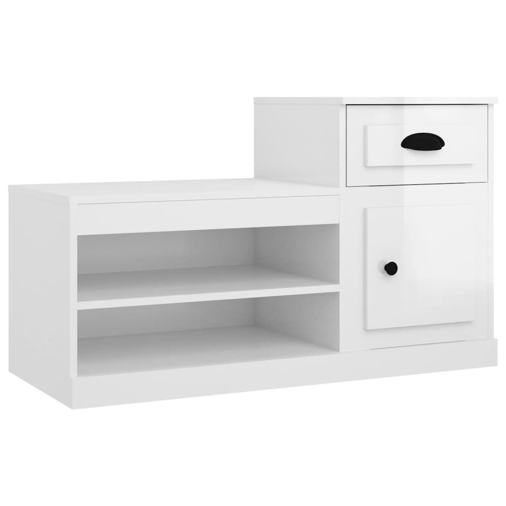 vidaXL Shoe Cabinet High Gloss White 100x42x60 cm Engineered Wood