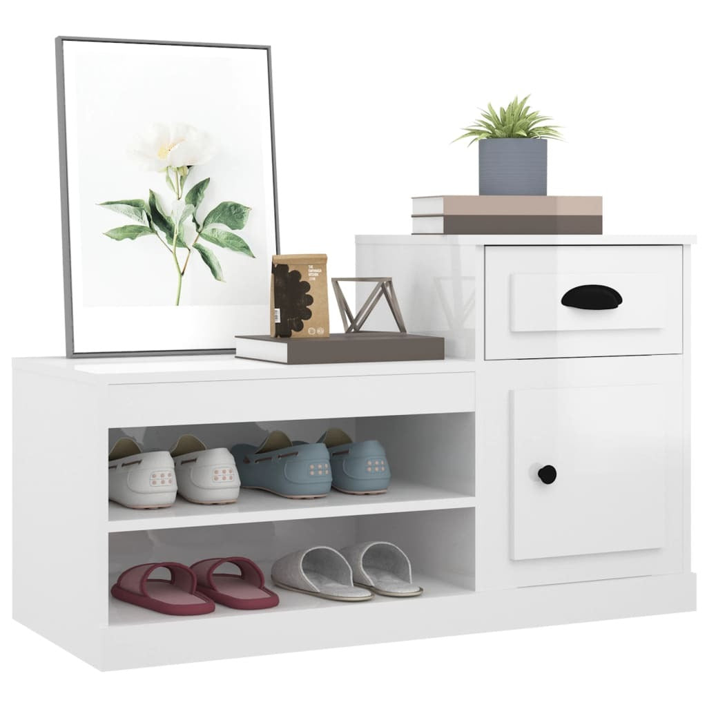 vidaXL Shoe Cabinet High Gloss White 100x42x60 cm Engineered Wood