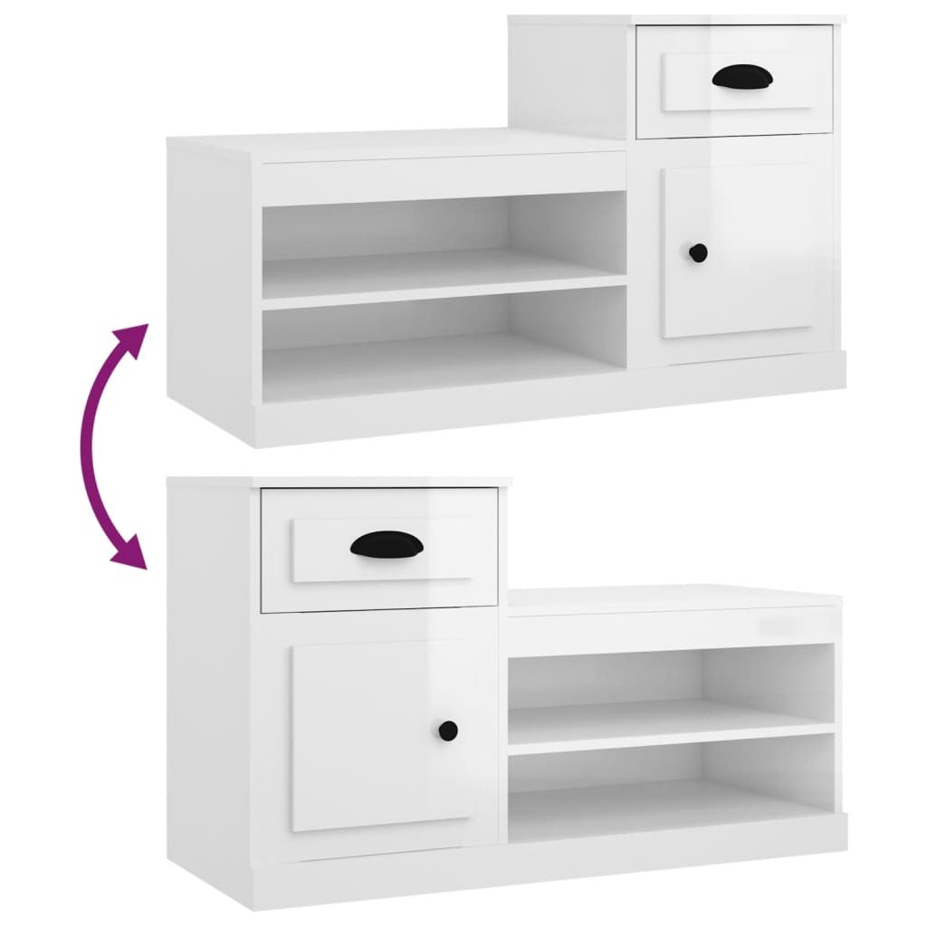 vidaXL Shoe Cabinet High Gloss White 100x42x60 cm Engineered Wood