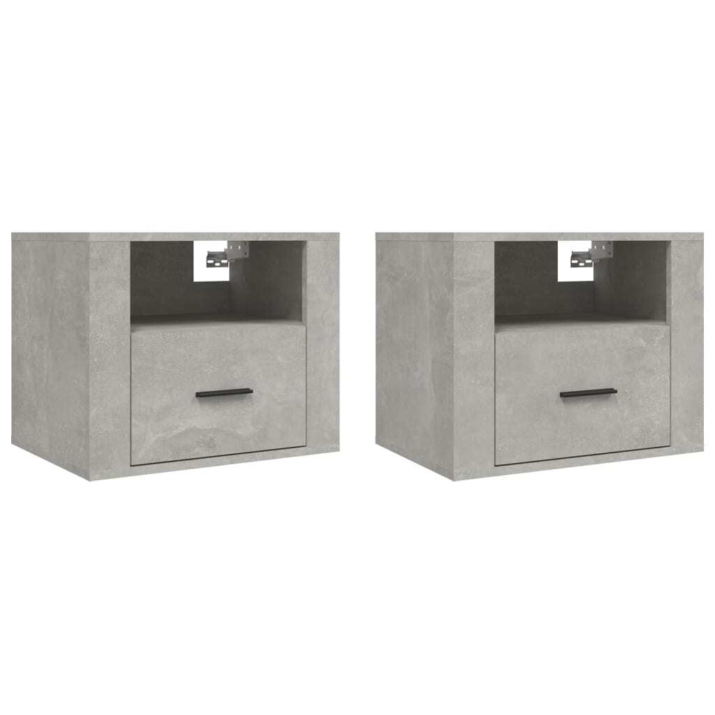 vidaXL Wall-mounted Bedside Cabinets 2 pcs Concrete Grey 50x36x40 cm