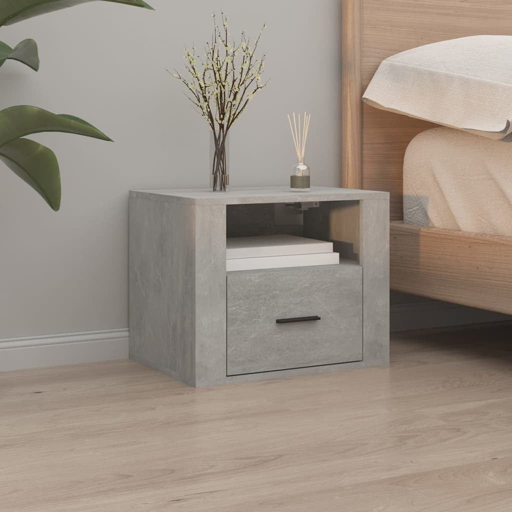 vidaXL Wall-mounted Bedside Cabinets 2 pcs Concrete Grey 50x36x40 cm