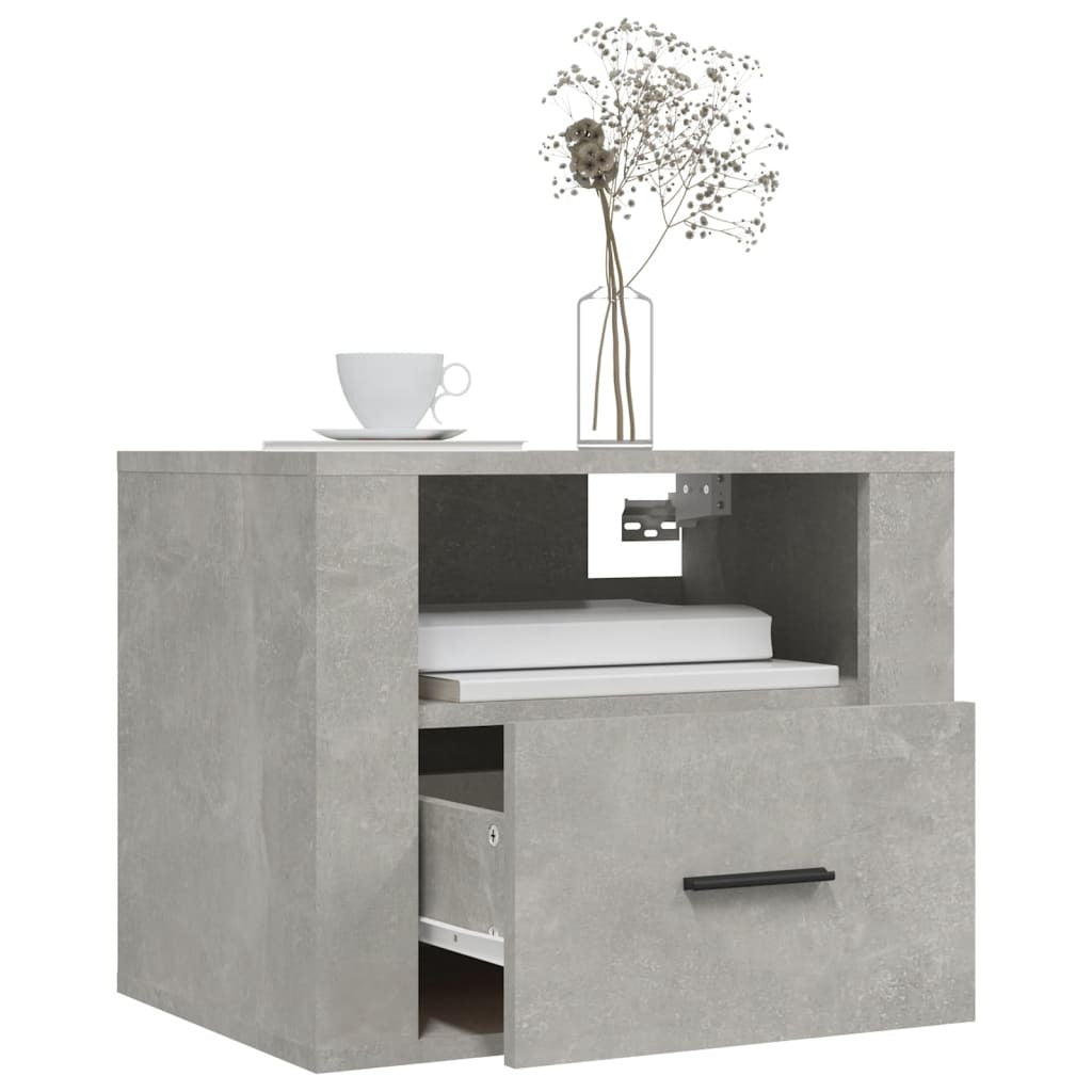 vidaXL Wall-mounted Bedside Cabinets 2 pcs Concrete Grey 50x36x40 cm