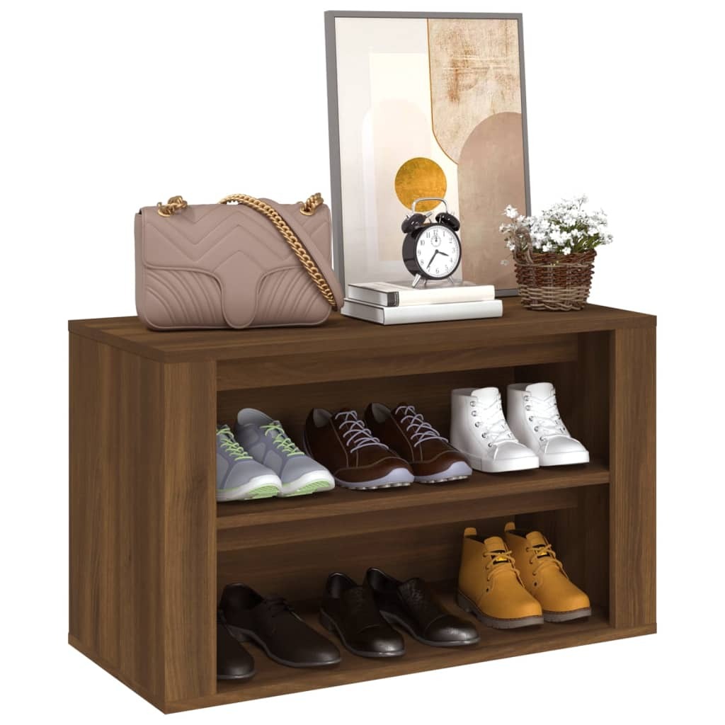 vidaXL Shoe Rack Brown Oak 75x35x45 cm Engineered Wood