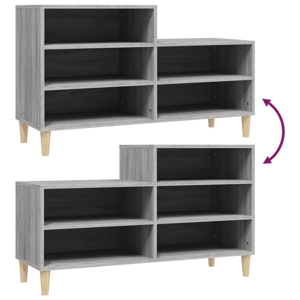 vidaXL Shoe Cabinet Grey Sonoma 102x36x60 cm Engineered Wood