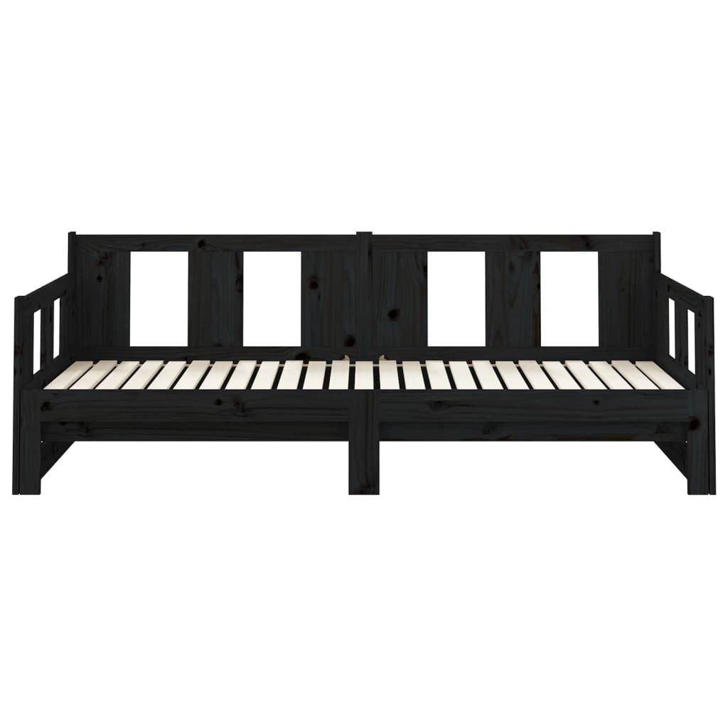 vidaXL Pull-out Day Bed without Mattress Black Solid Wood Pine 2x cm