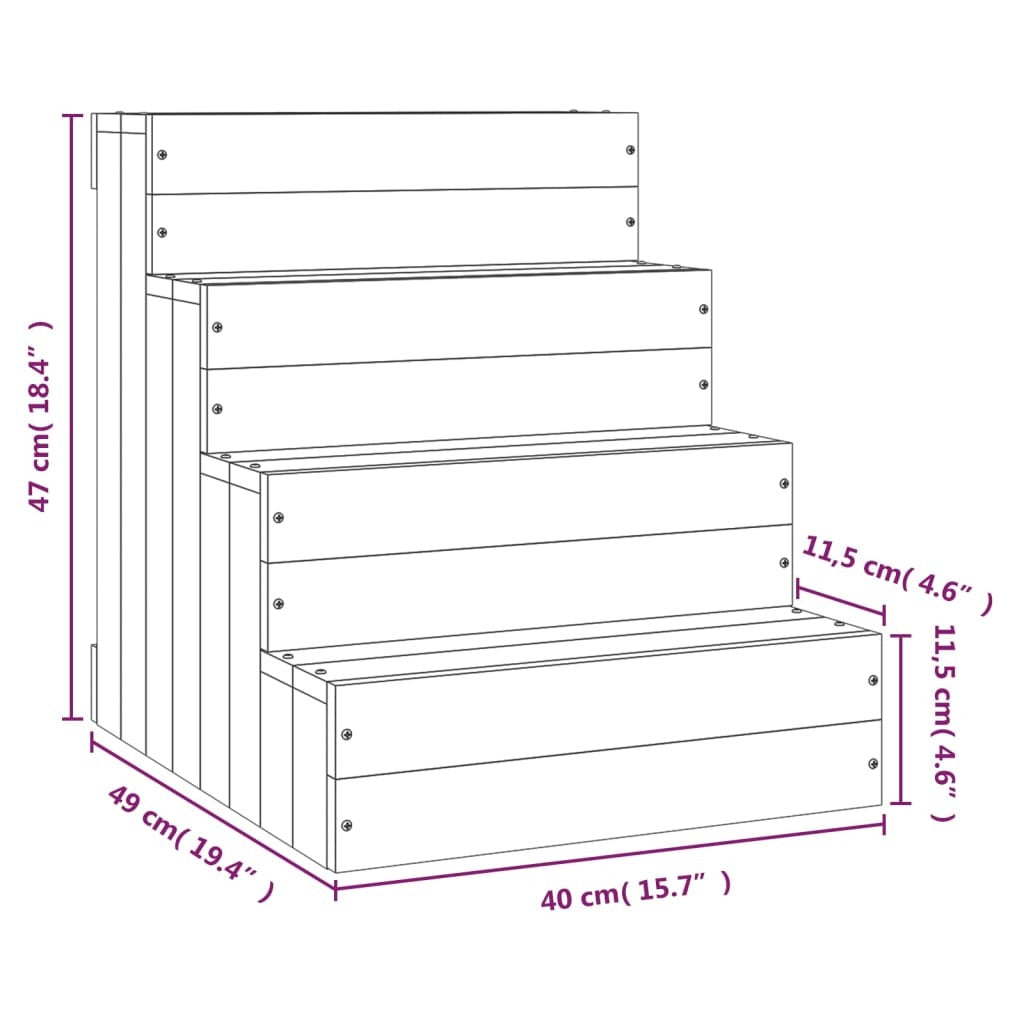 vidaXL Pet Stair Honey Brown 40x49x47 cm Solid Wood Pine