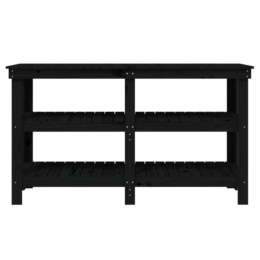 Work Bench Black 142.5x50x80 cm Solid Wood Pine