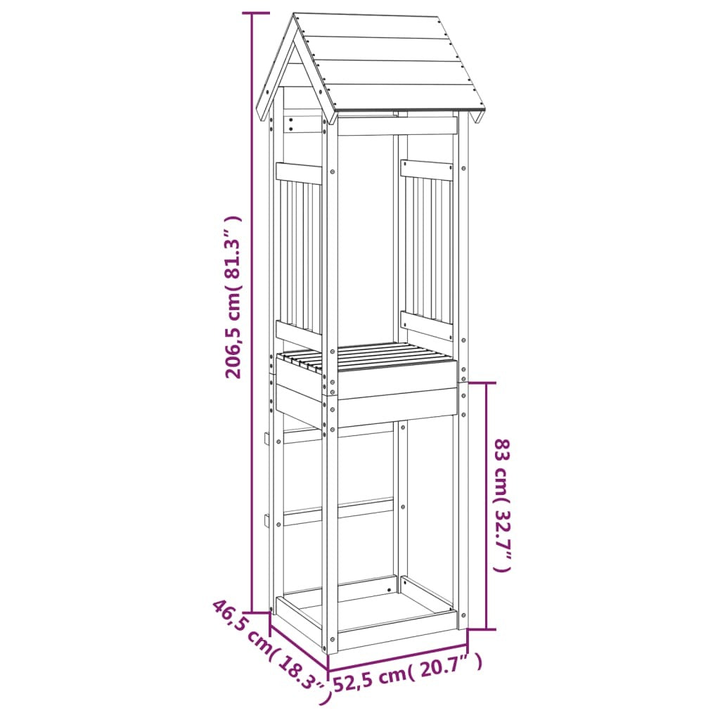 vidaXL Play Tower 52.5x46.5x206.5 cm Solid Wood Douglas