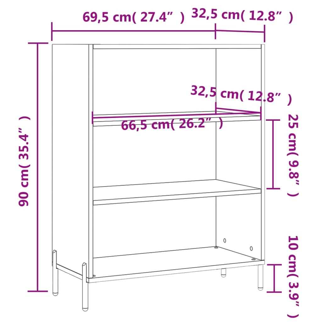 vidaxL Shelf Cabinet Brown Oak 69.5x32.5x90 cm Engineered Wood