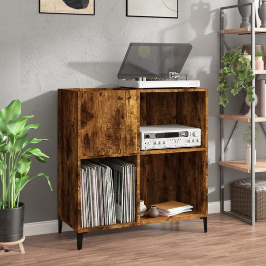 vidaXL Record Cabinet Smoked Oak 84.5x38x89 cm Engineered Wood