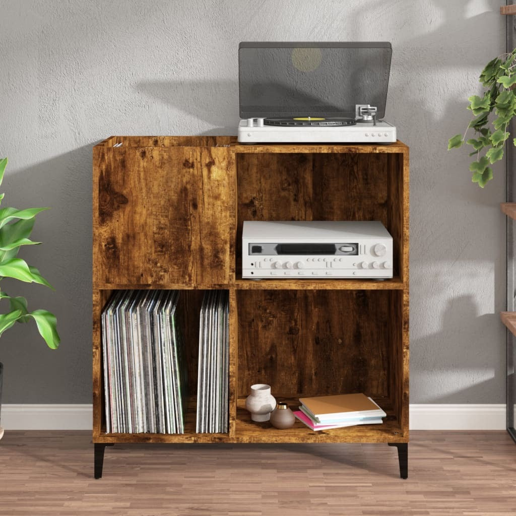 vidaXL Record Cabinet Smoked Oak 84.5x38x89 cm Engineered Wood