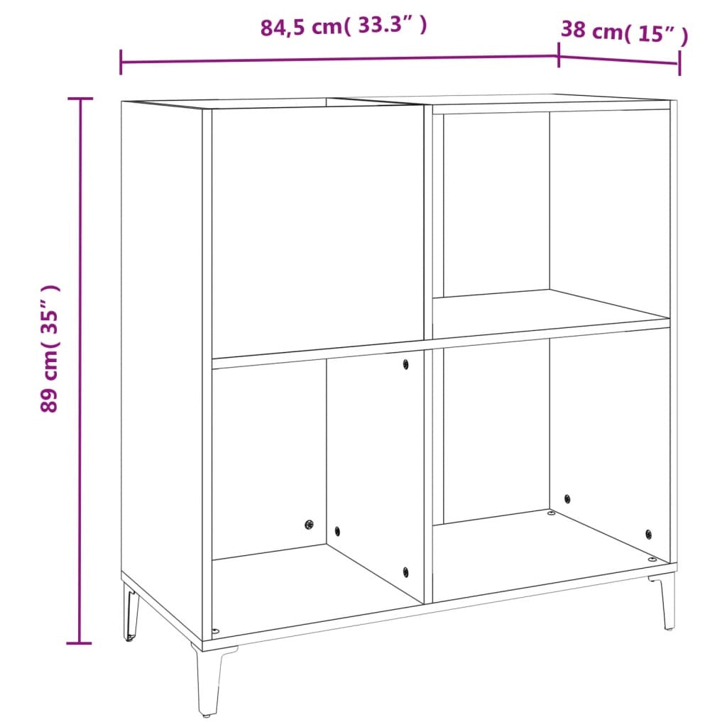 vidaXL Record Cabinet Smoked Oak 84.5x38x89 cm Engineered Wood