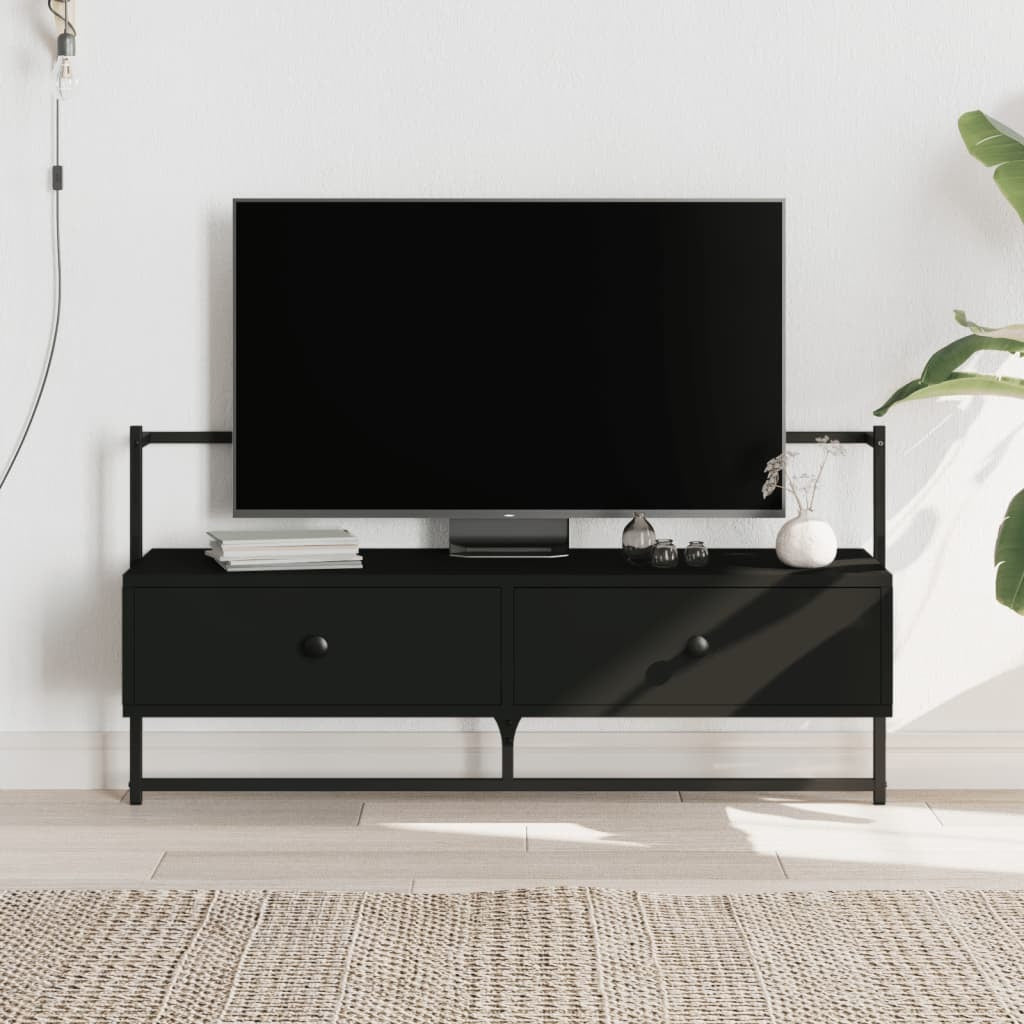 vidaXL TV Cabinet Wall-mounted Black 100.5x30x51 cm Engineered Wood