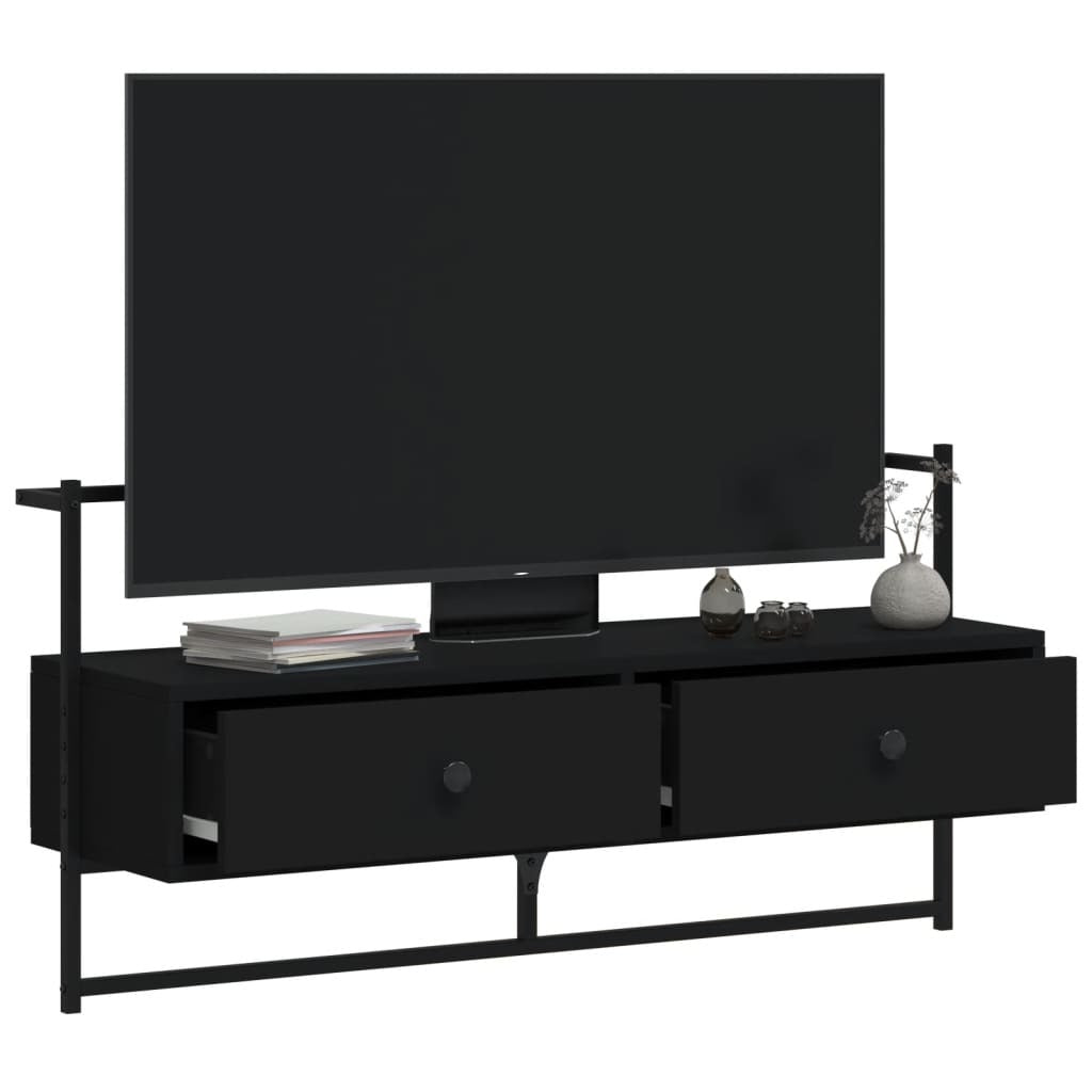 vidaXL TV Cabinet Wall-mounted Black 100.5x30x51 cm Engineered Wood