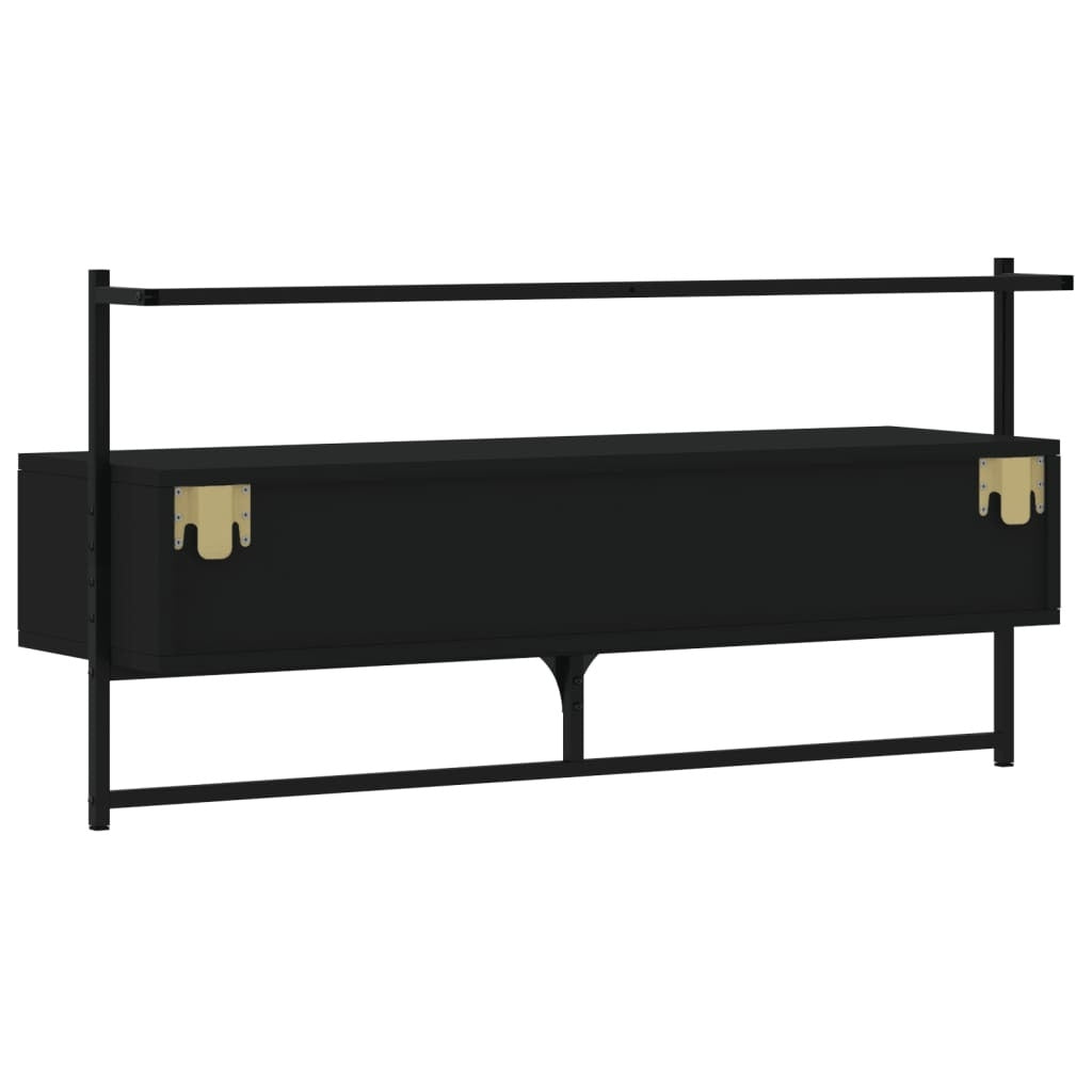 vidaXL TV Cabinet Wall-mounted Black 100.5x30x51 cm Engineered Wood