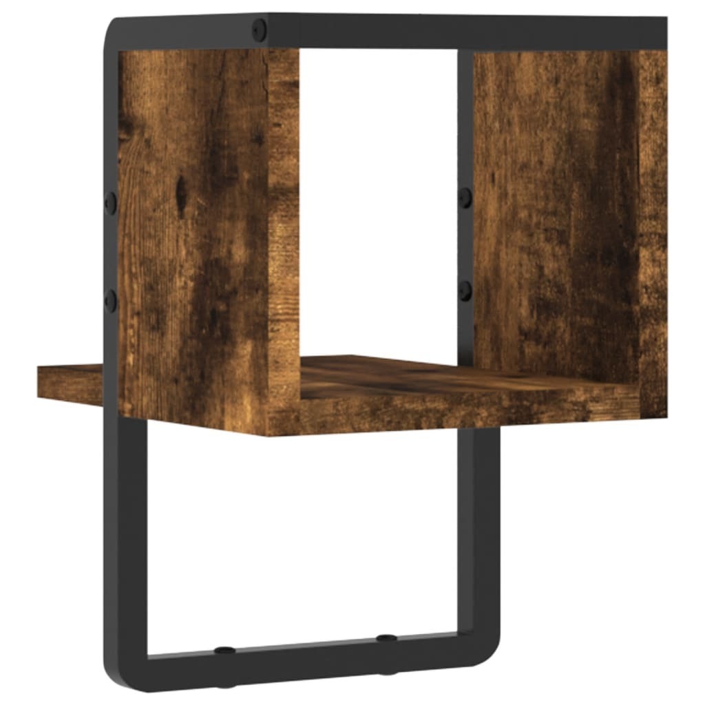 vidaXL Wall Shelf with Bar Smoked Oak 20x25x30 cm