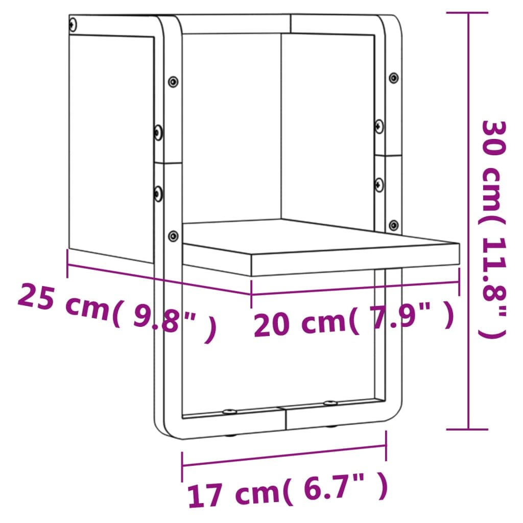 vidaXL Wall Shelf with Bar Smoked Oak 20x25x30 cm