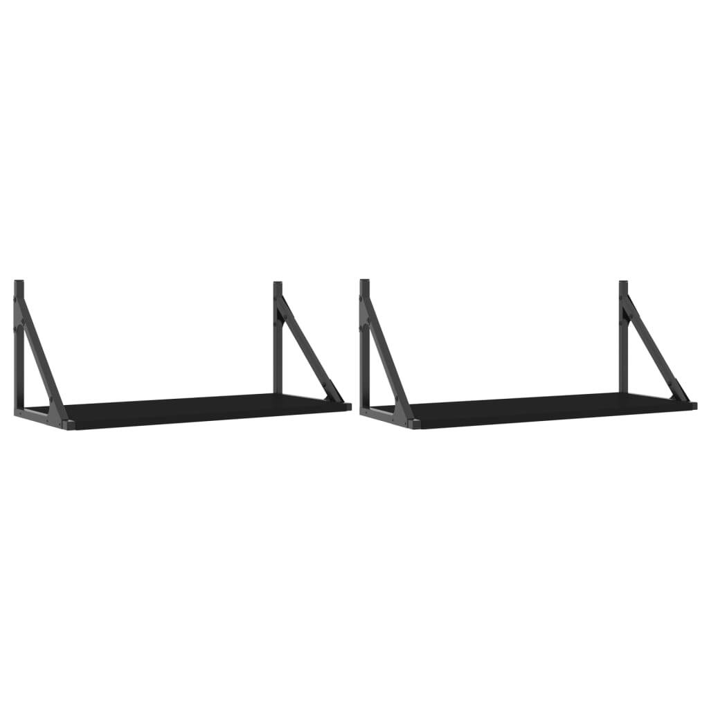 vidaXL Wall Shelves 2 pcs Black 60x25x25.5 cm Engineered wood