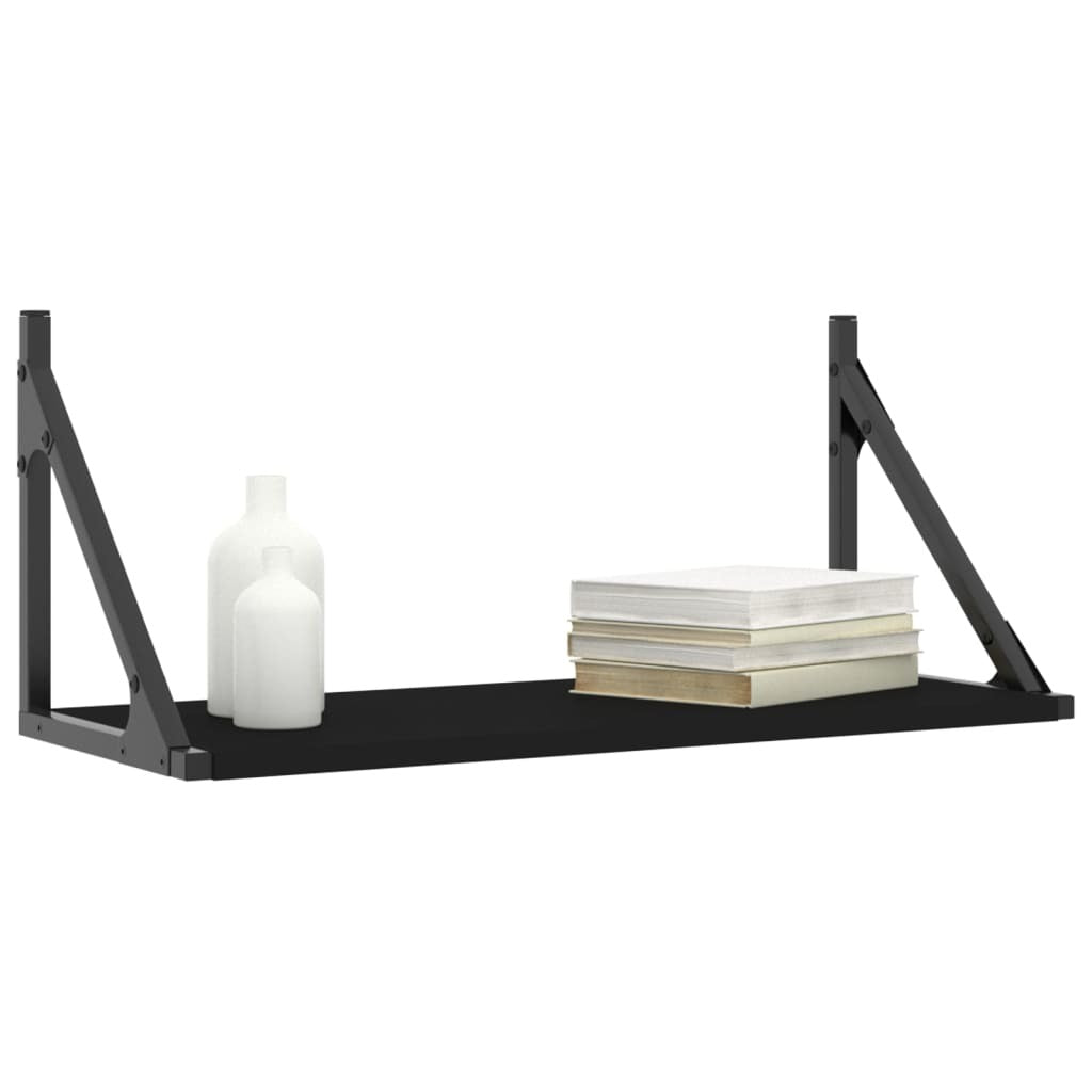 vidaXL Wall Shelves 2 pcs Black 60x25x25.5 cm Engineered wood