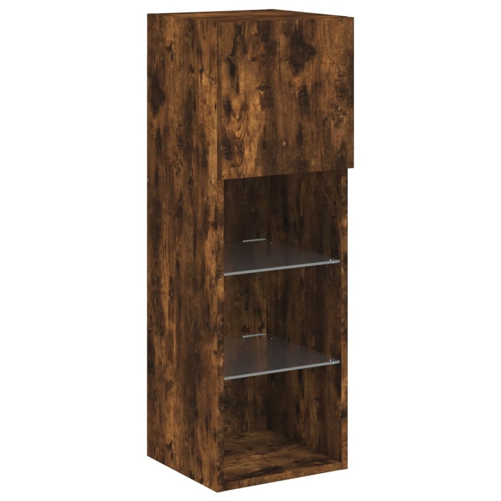 vidaXL TV Cabinet with LED Lights Smoked Oak 30.5x30x90 cm