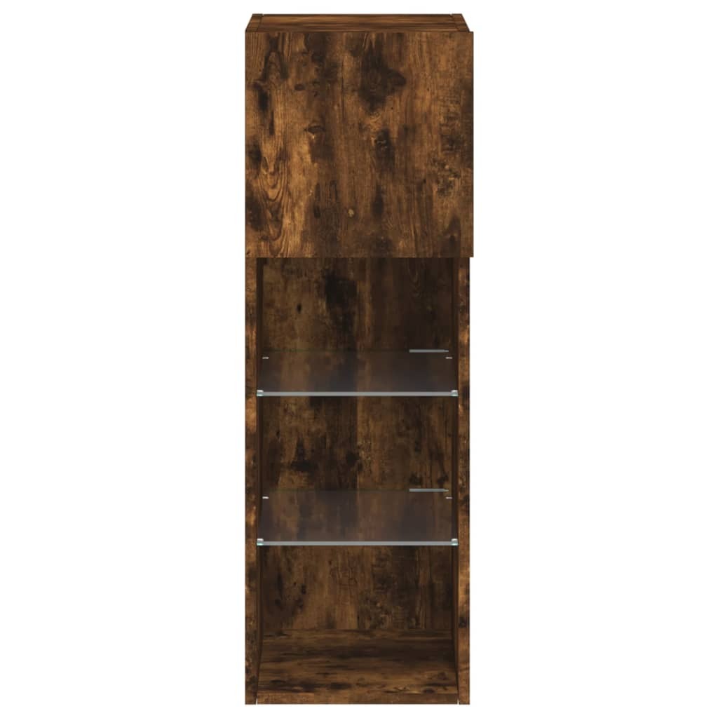 vidaXL TV Cabinet with LED Lights Smoked Oak 30.5x30x90 cm