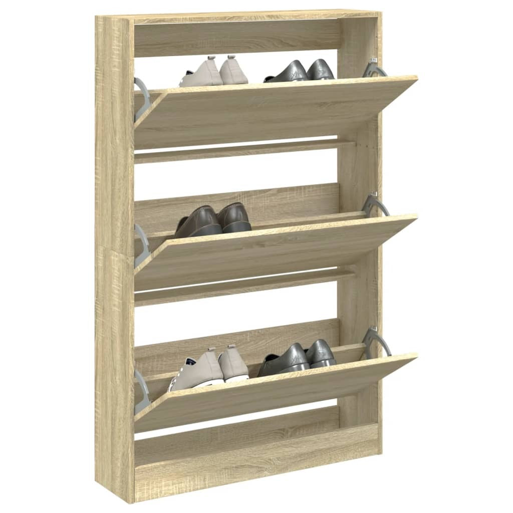 vidaXL Shoe Cabinet Sonoma Oak 80x21x125.5 cm Engineered Wood