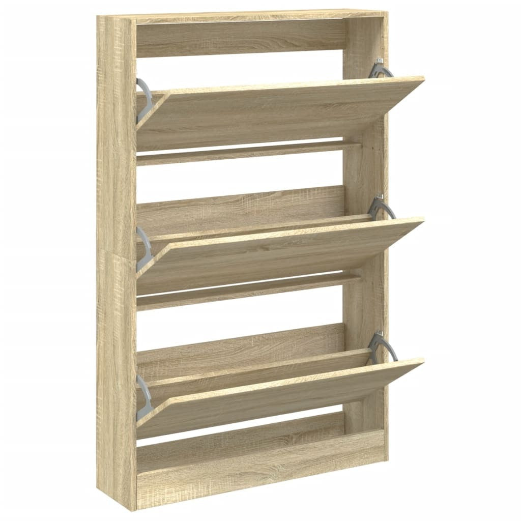 vidaXL Shoe Cabinet Sonoma Oak 80x21x125.5 cm Engineered Wood