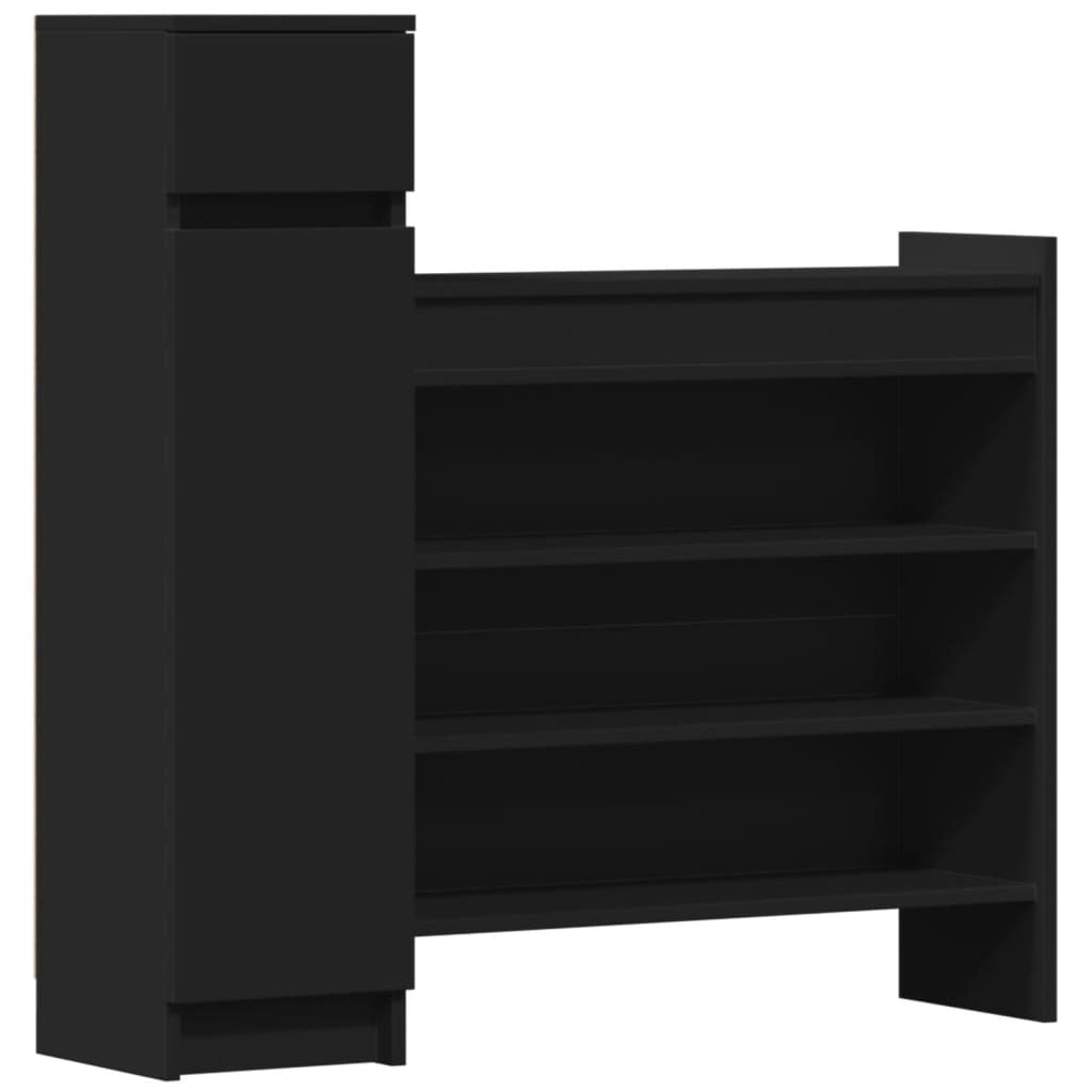 vidaXL Shoe Cabinet Black 100.5x28x100 cm Engineered Wood