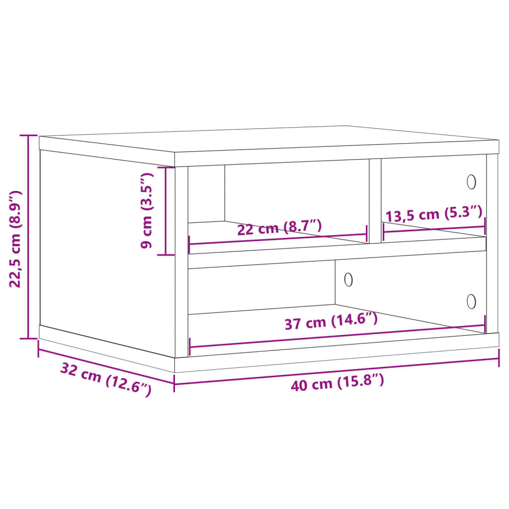 vidaXL Printer Stand Grey Sonoma 40x32x22,5 cm Engineered Wood