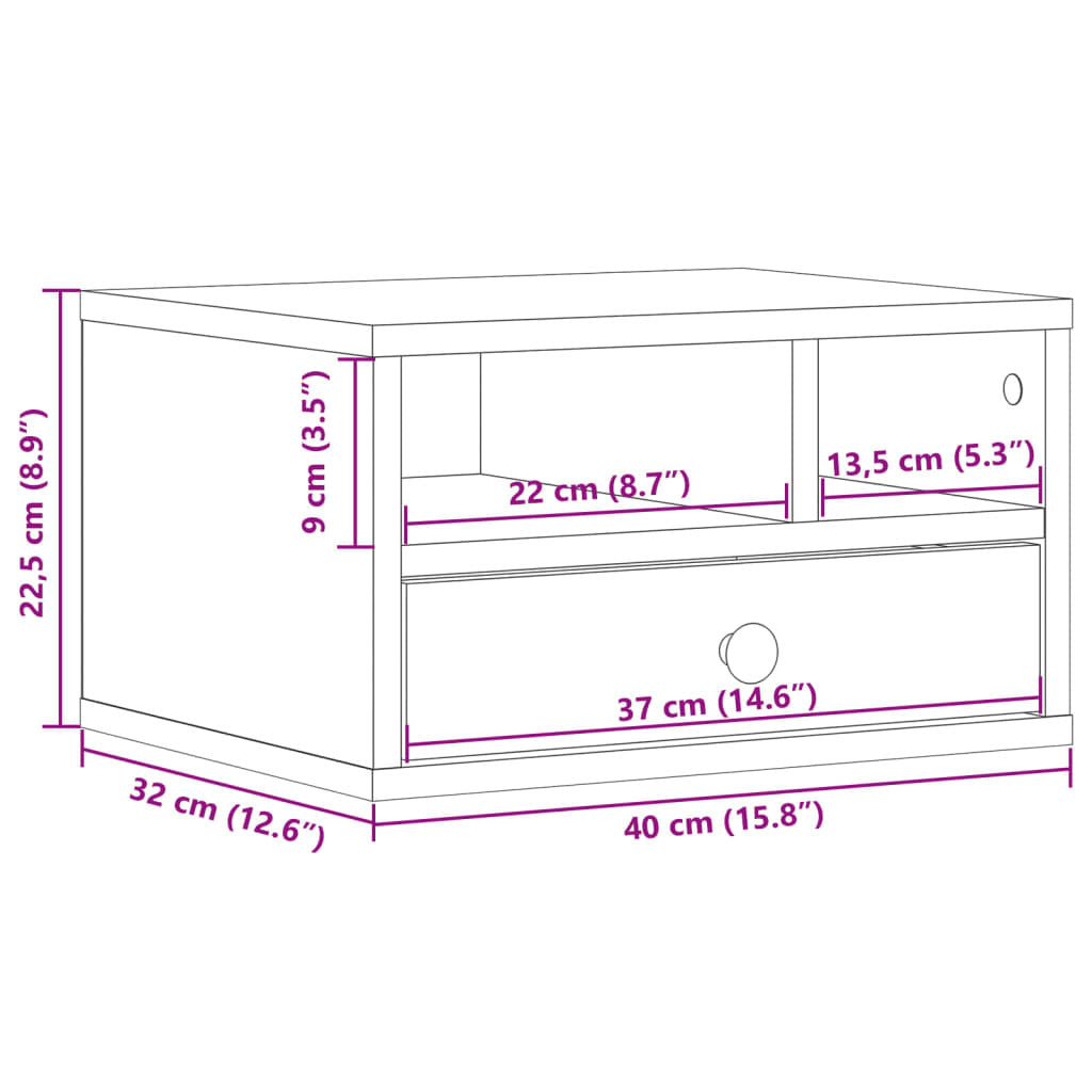 vidaXL Printer Stand Sonoma Oak 40x32x22,5 cm Engineered Wood