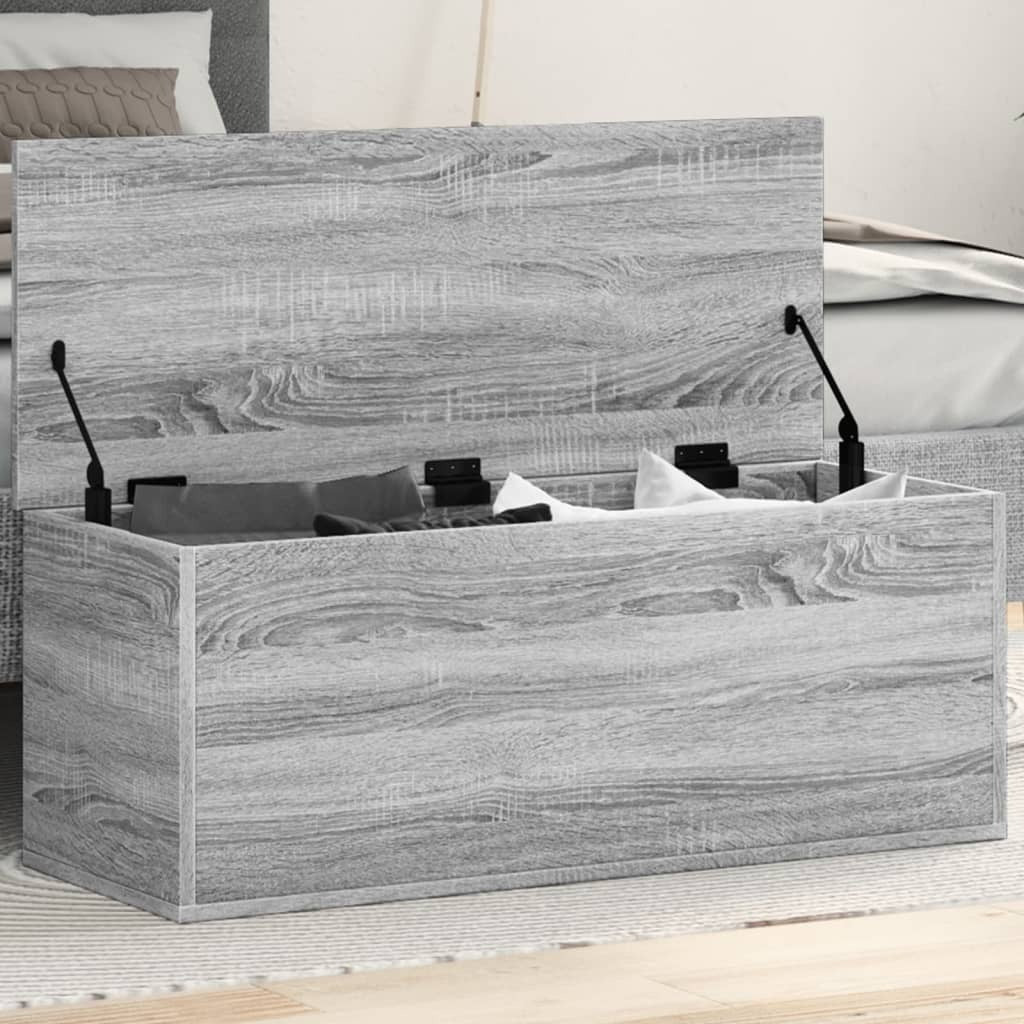 vidaXL Storage Box Grey Sonoma 90x35x35 cm Engineered Wood