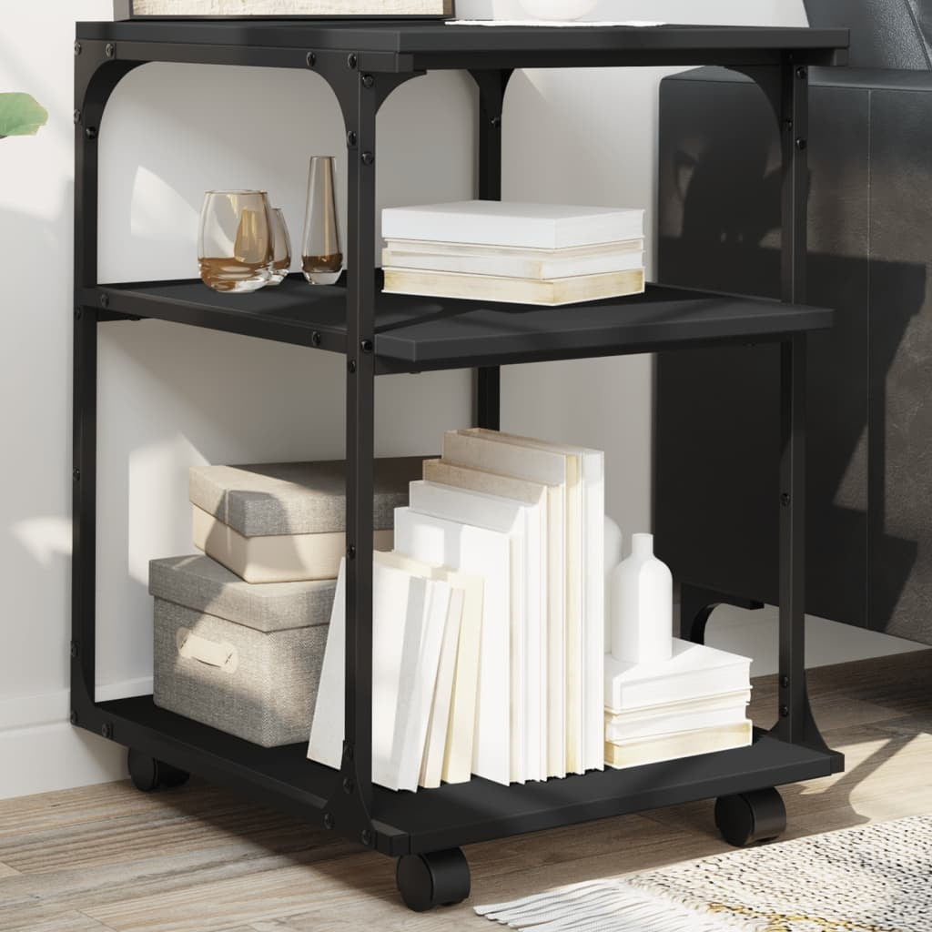 vidaXL Printer Stand 3-Tier Black 43x48x64 cm Engineered Wood