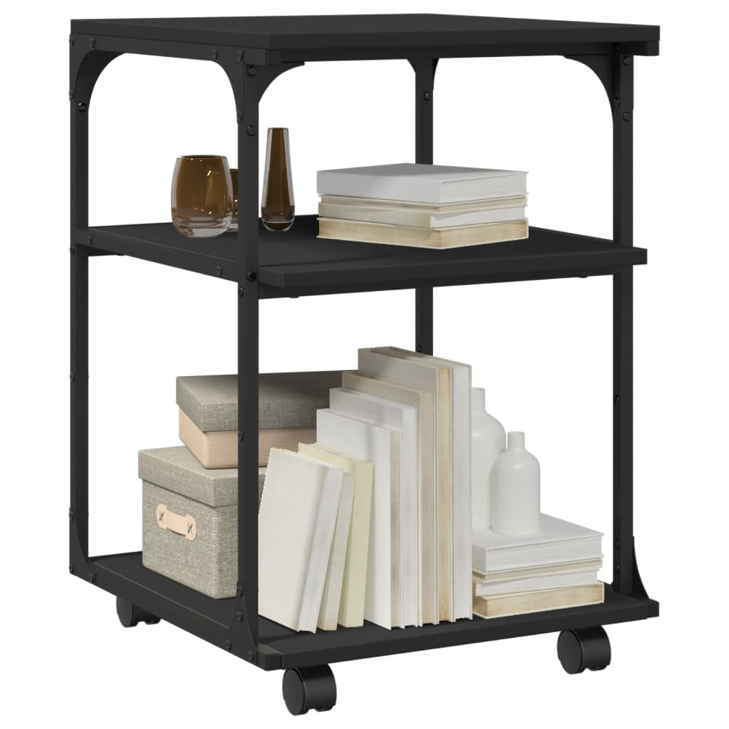 vidaXL Printer Stand 3-Tier Black 43x48x64 cm Engineered Wood