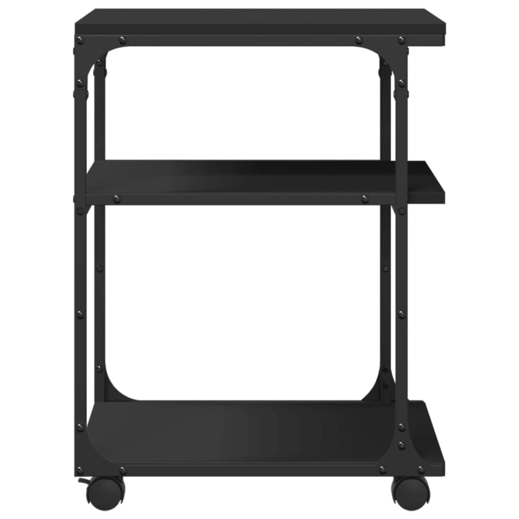 vidaXL Printer Stand 3-Tier Black 43x48x64 cm Engineered Wood