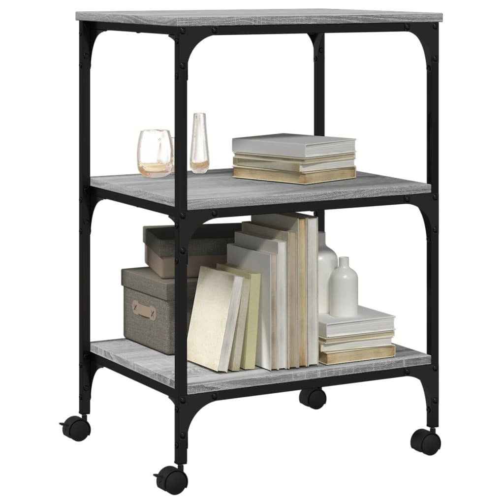 vidaXL Printer Stand 3-Tier Grey Sonoma 50x41x75 cm Engineered Wood